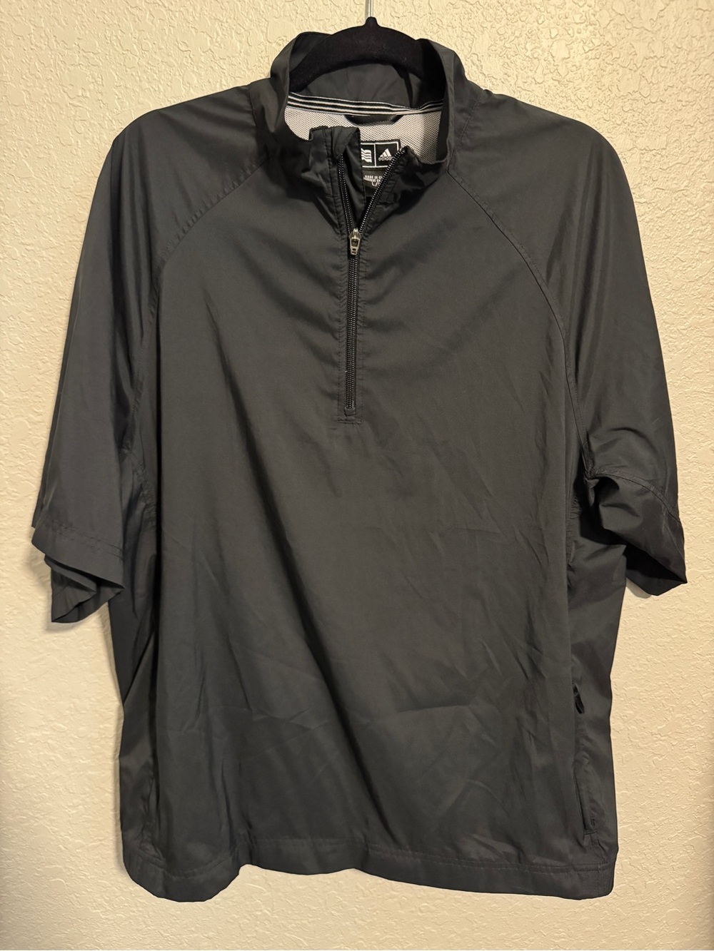 Adidas Men's Black Half-Zip Windbreaker Jacket